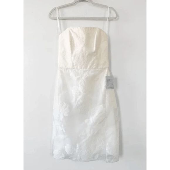 NWT Amsale Strapless Rose fil-coupe White Pencil Dress BRIDAL - 4, 6, 8, 10, 12 - Picture 4 of 10